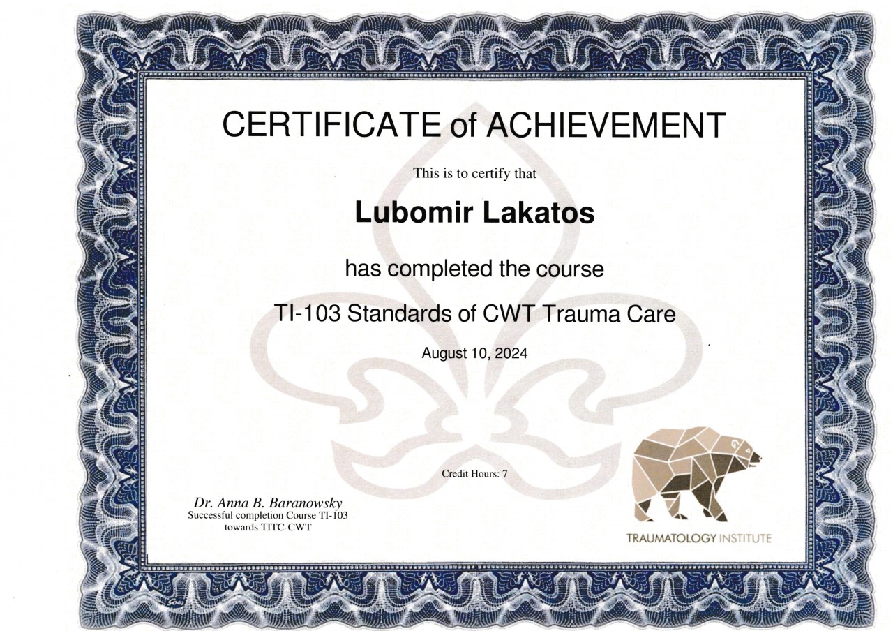 Dr. Lubomir Lakatos, D.Sc., Ph.D., M.Sc., B.B.A., Clinical Traumatologist (TITC-C.T.), Community Workplace Traumatologist (TITC-C.W.T.), Prof. h.c., Dr. h.c. (Humanities, Grace Ladies Global Academy, North Carolina).