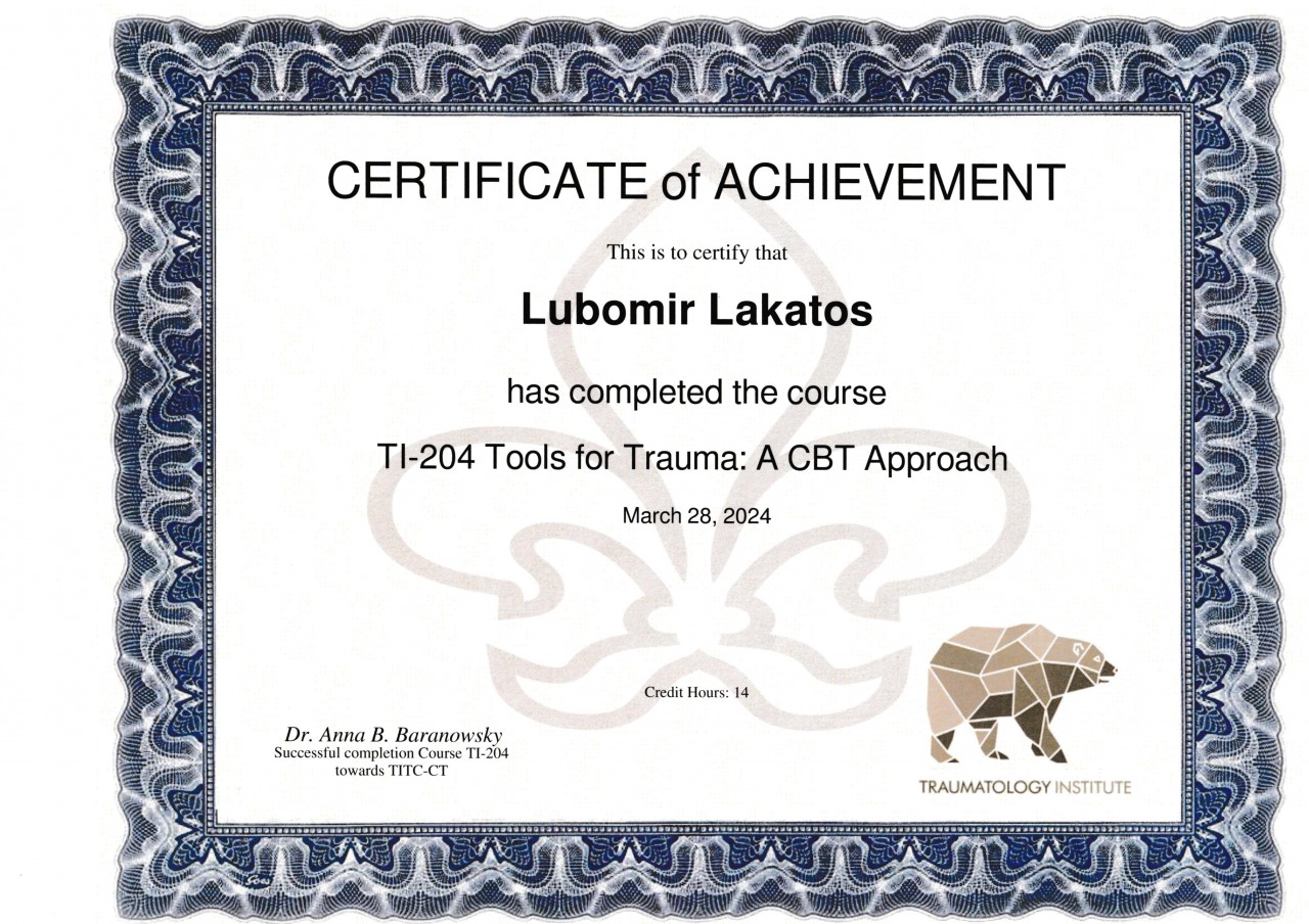 Dr. Lubomir Lakatos, D.Sc., Ph.D., M.Sc., B.B.A., Clinical Traumatologist (TITC-C.T.), Community Workplace Traumatologist (TITC-C.W.T.), Prof. h.c., Dr. h.c. (Humanities, Grace Ladies Global Academy, North Carolina).