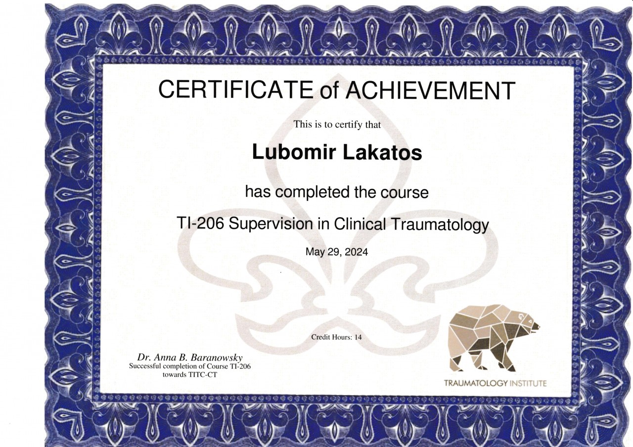 Dr. Lubomir Lakatos, D.Sc., Ph.D., M.Sc., B.B.A., Clinical Traumatologist (TITC-C.T.), Community Workplace Traumatologist (TITC-C.W.T.), Prof. h.c., Dr. h.c. (Humanities, Grace Ladies Global Academy, North Carolina).
